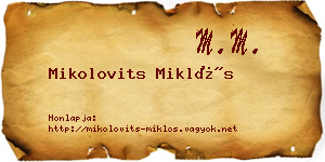 Mikolovits Miklós névjegykártya