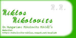 miklos mikolovits business card